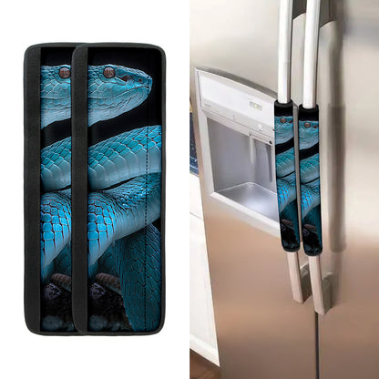 Turquoise Snake Print Refrigerator Handle Covers
