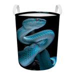 Turquoise Snake Print Round Laundry Basket