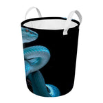 Turquoise Snake Print Round Laundry Basket
