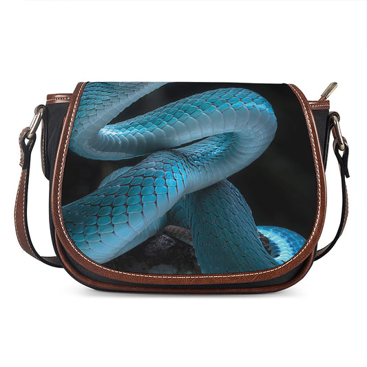 Turquoise Snake Print Saddle Bag