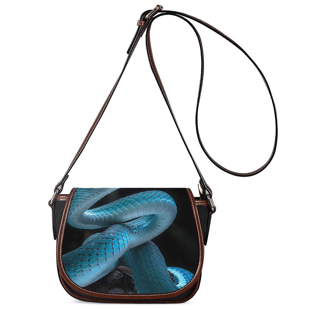 Turquoise Snake Print Saddle Bag