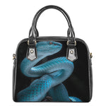 Turquoise Snake Print Shoulder Handbag