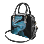 Turquoise Snake Print Shoulder Handbag