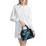 Turquoise Snake Print Shoulder Handbag