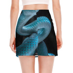 Turquoise Snake Print Side Slit Mini Skirt