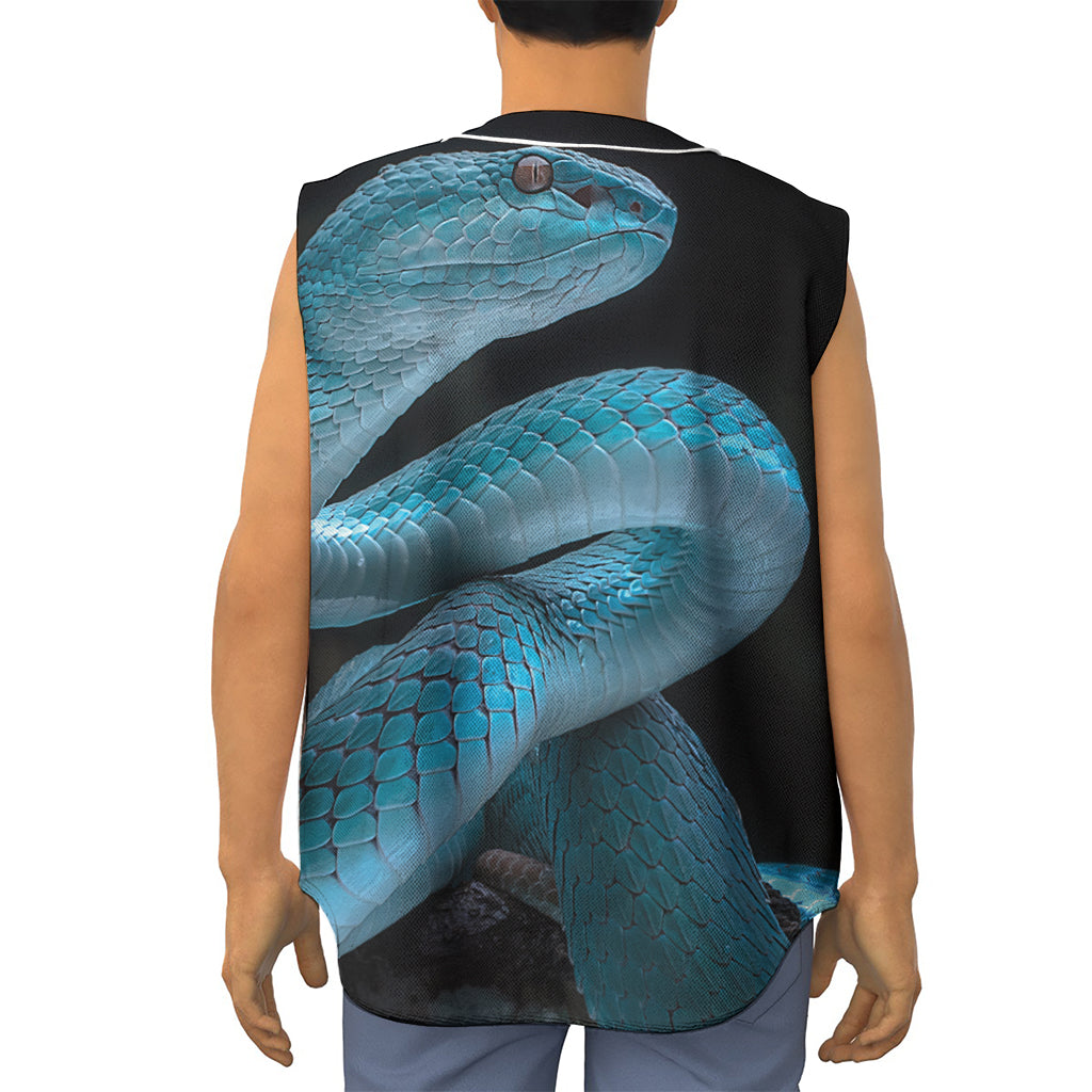 Turquoise Snake Print Sleeveless Baseball Jersey