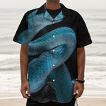 Turquoise Snake Print Textured Short Sleeve Shirt