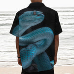Turquoise Snake Print Textured Short Sleeve Shirt