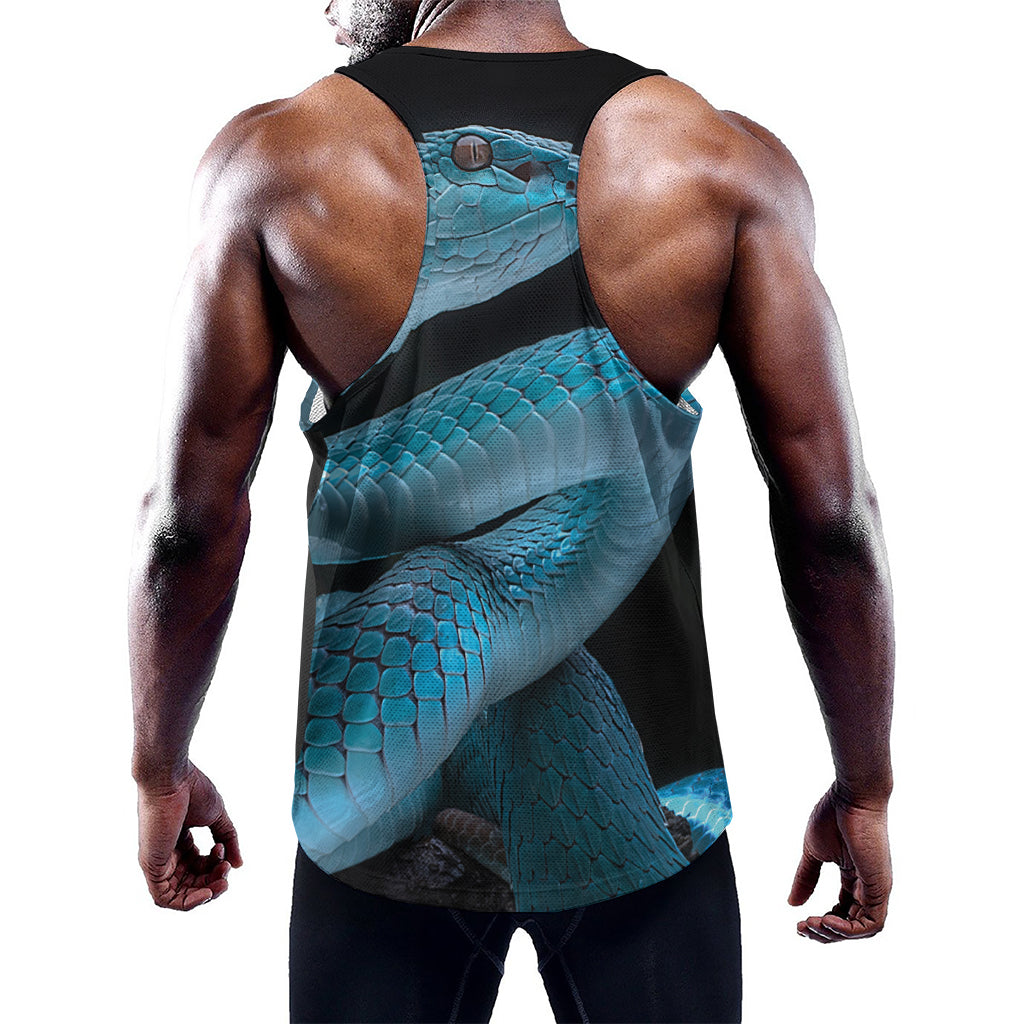 Turquoise Snake Print Training Tank Top