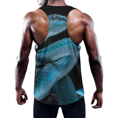Turquoise Snake Print Training Tank Top
