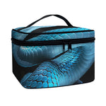 Turquoise Snake Print Travel Makeup Bag