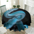 Turquoise Snake Print Waterproof Round Tablecloth