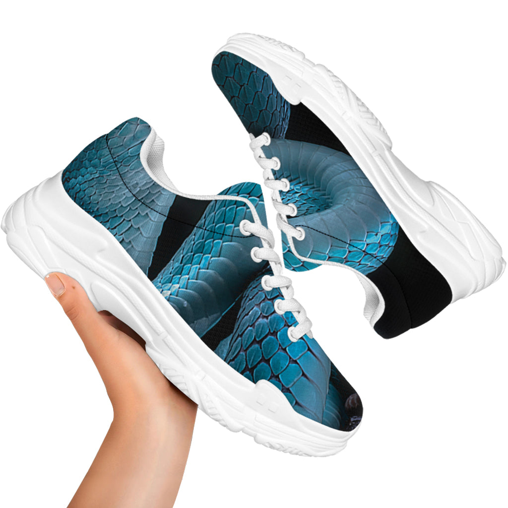 Turquoise Snake Print White Chunky Shoes