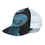 Turquoise Snake Print White Mesh Trucker Cap