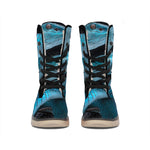 Turquoise Snake Print Winter Boots