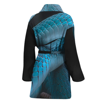 Turquoise Snake Print Women's Bathrobe