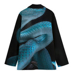 Turquoise Snake Print Women's Cotton Blazer
