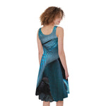 Turquoise Snake Print Women's Sleeveless Dress