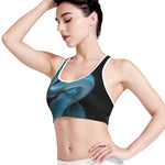 Turquoise Snake Print Women's Sports Bra
