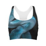 Turquoise Snake Print Women's Sports Bra