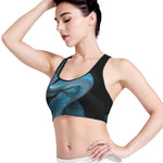 Turquoise Snake Print Women's Sports Bra