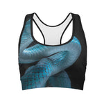 Turquoise Snake Print Women's Sports Bra