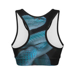 Turquoise Snake Print Women's Sports Bra