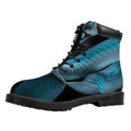 Turquoise Snake Print Padded Collar Lace Up Boots