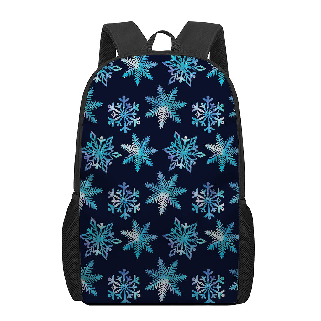 Turquoise Snowflake Pattern Print 17 Inch Backpack