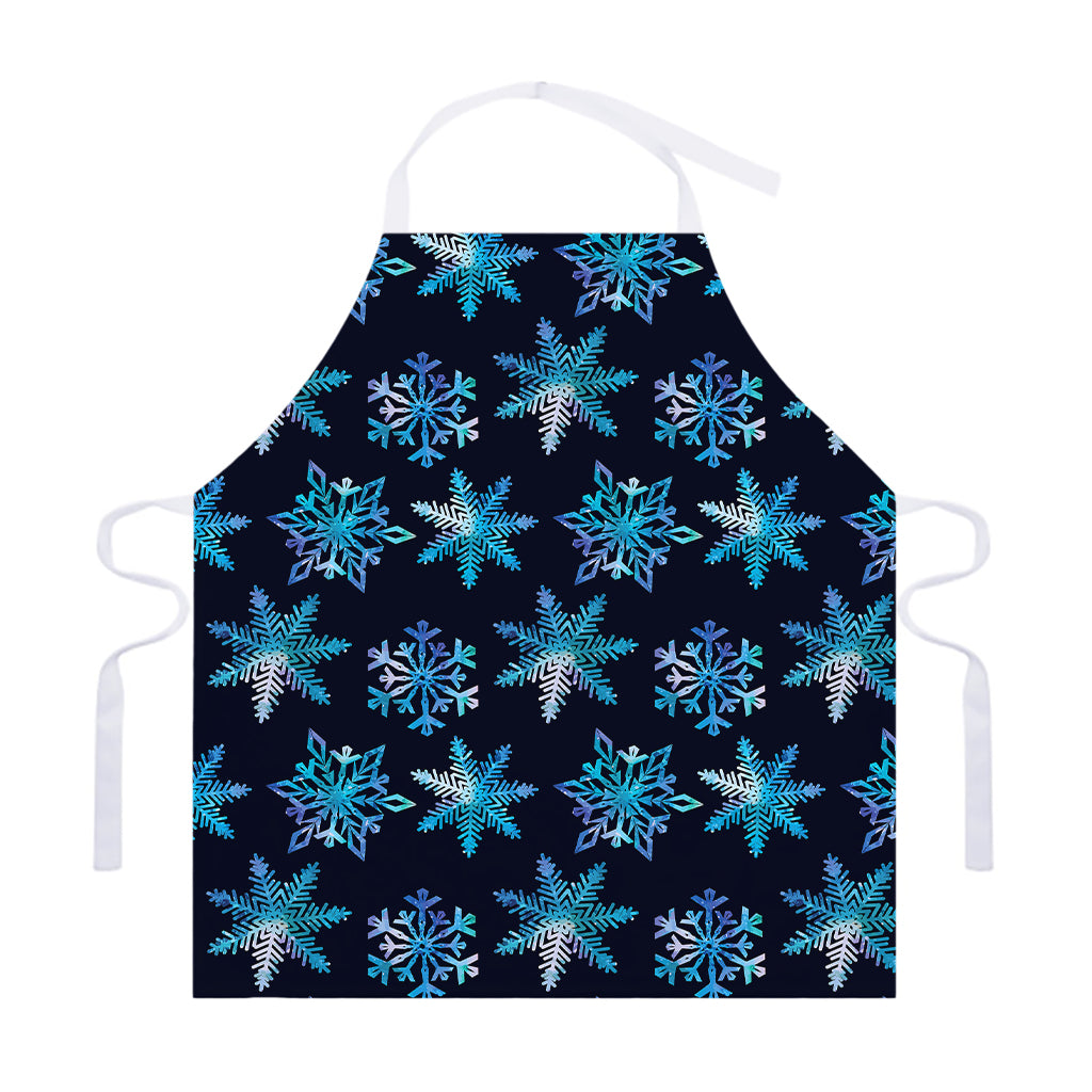 Turquoise Snowflake Pattern Print Adjustable Apron