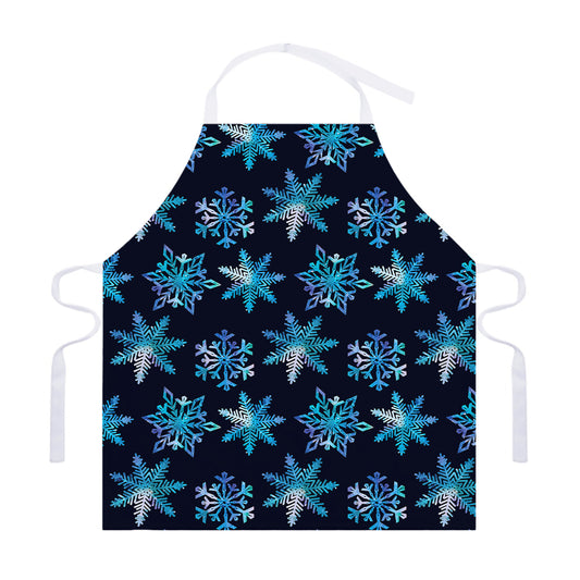 Turquoise Snowflake Pattern Print Adjustable Apron