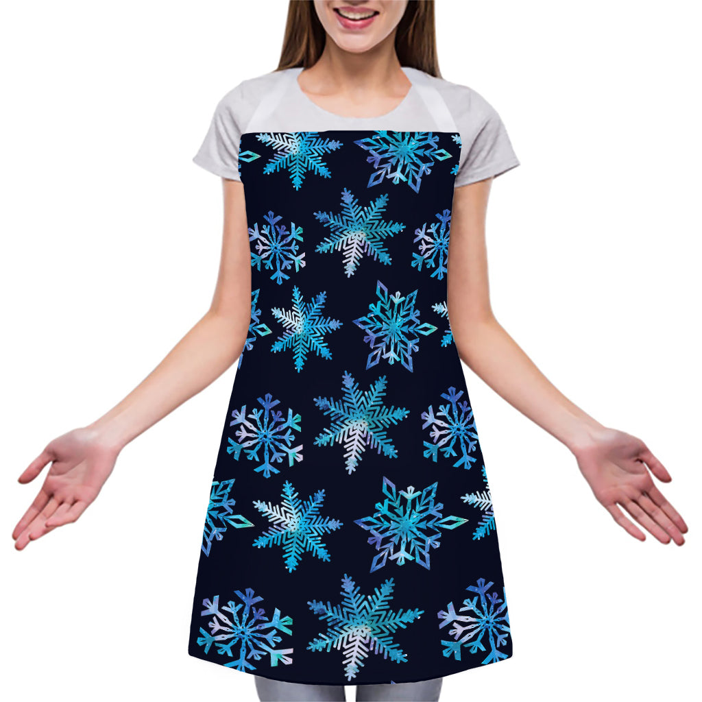 Turquoise Snowflake Pattern Print Adjustable Apron