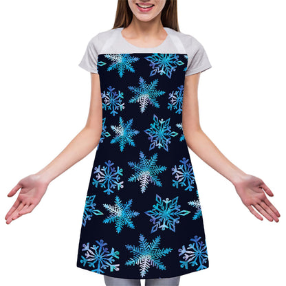 Turquoise Snowflake Pattern Print Adjustable Apron