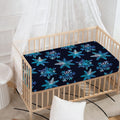 Turquoise Snowflake Pattern Print Baby Crib Sheet
