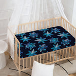 Turquoise Snowflake Pattern Print Baby Crib Sheet
