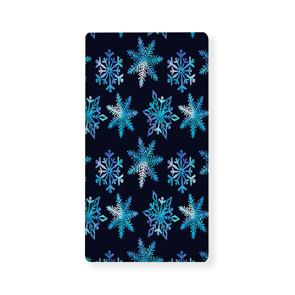 Turquoise Snowflake Pattern Print Baby Crib Sheet