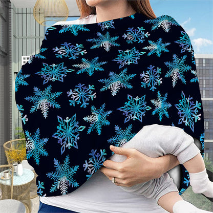 Turquoise Snowflake Pattern Print Baby Seat Cover
