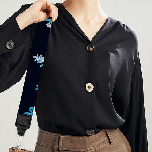 Turquoise Snowflake Pattern Print Bag Strap