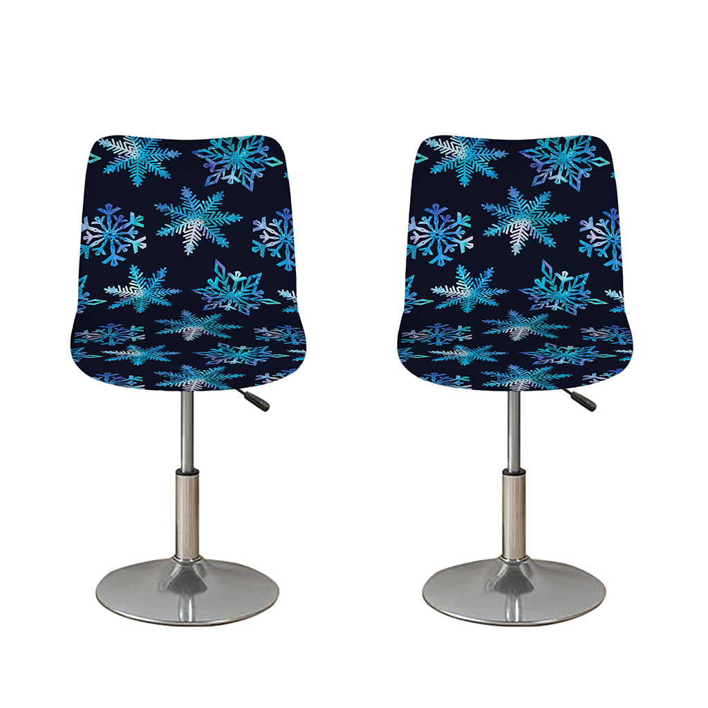 Turquoise Snowflake Pattern Print Bar Stool Covers