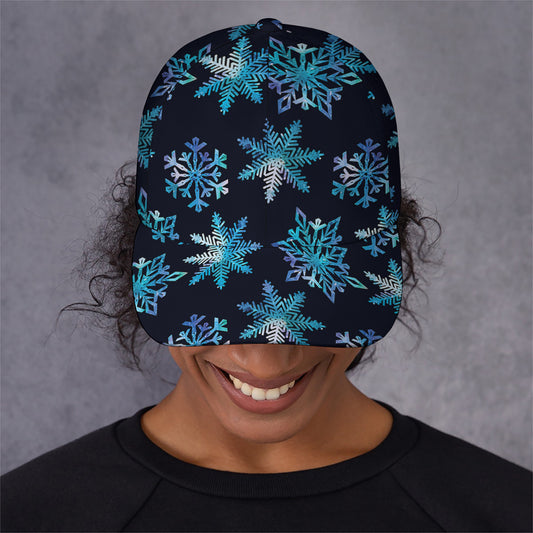 Turquoise Snowflake Pattern Print Baseball Cap