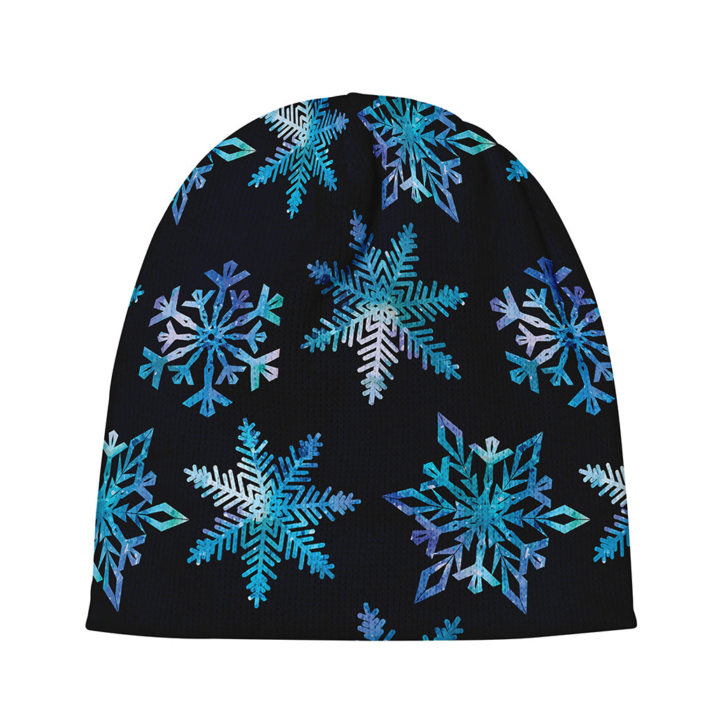Turquoise Snowflake Pattern Print Beanie