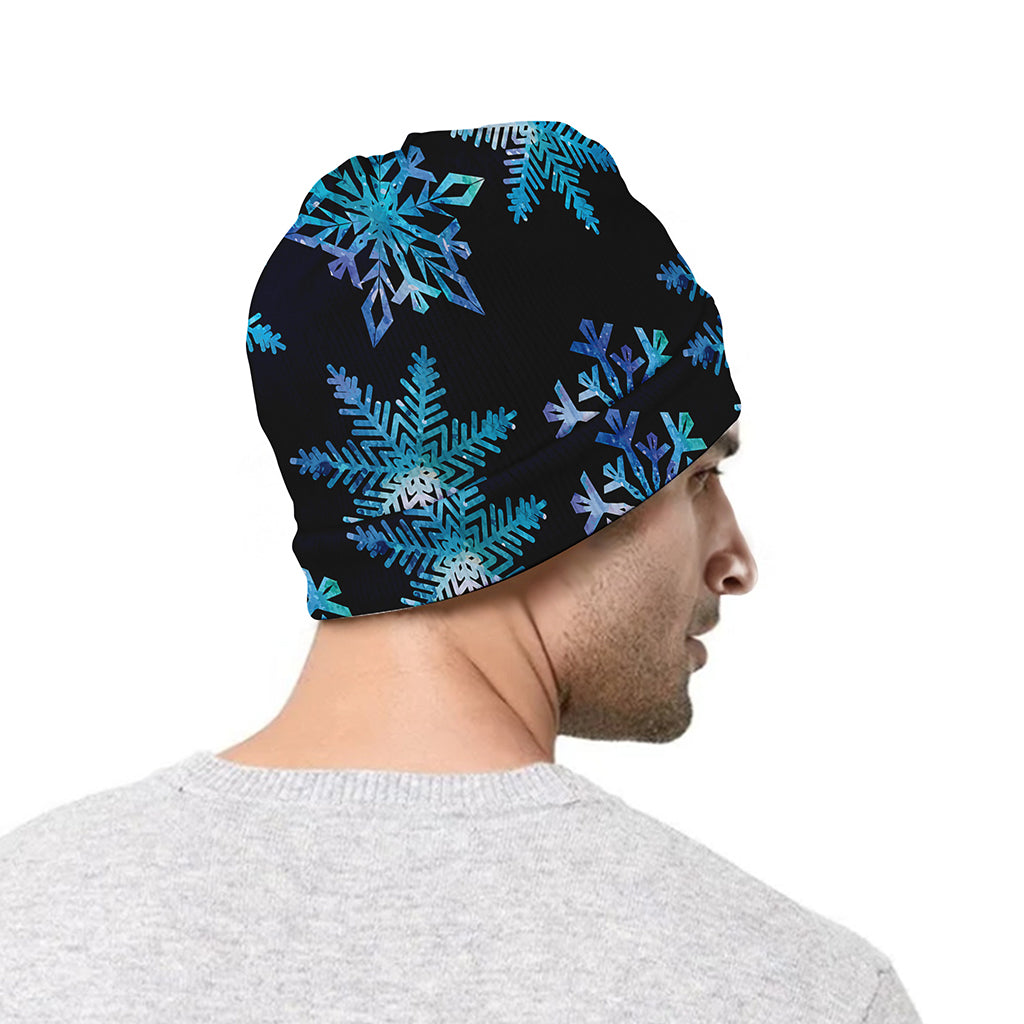 Turquoise Snowflake Pattern Print Beanie
