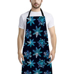 Turquoise Snowflake Pattern Print Bib Apron With Pocket