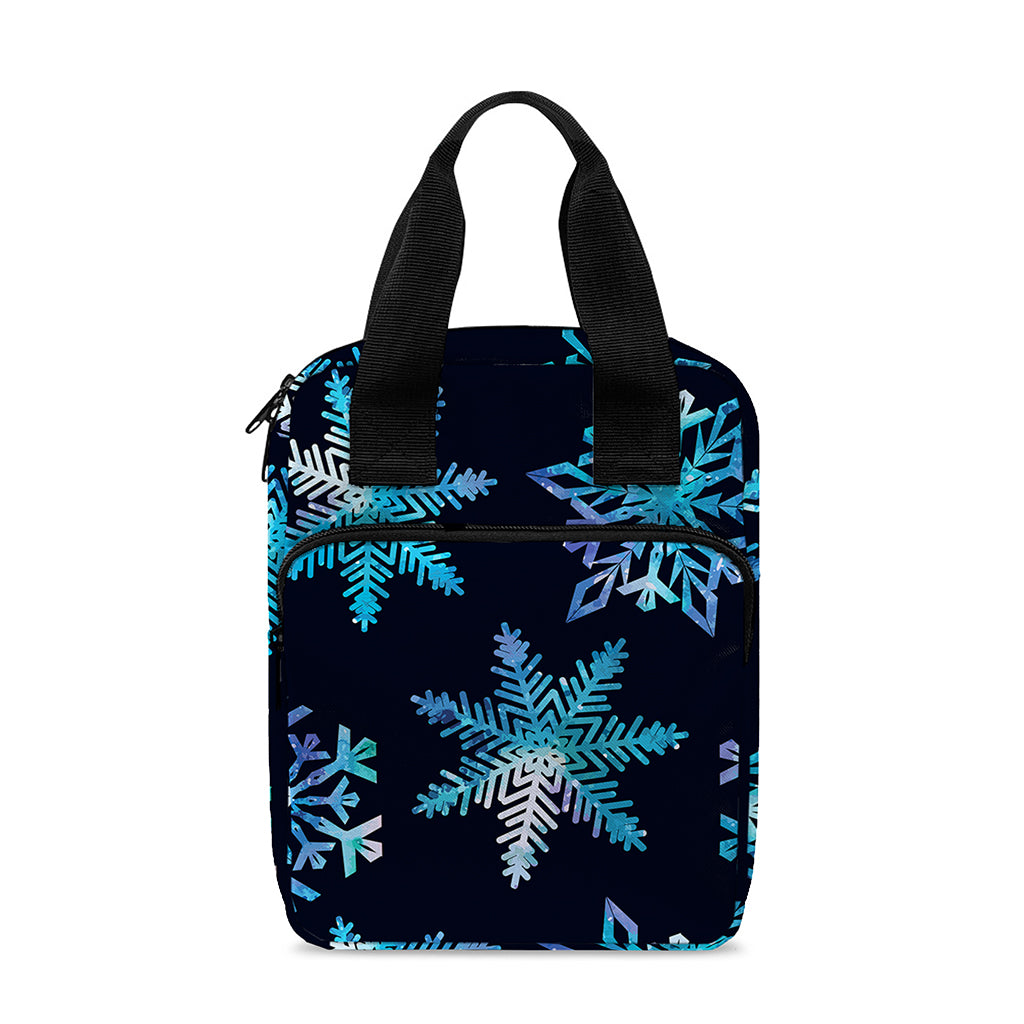 Turquoise Snowflake Pattern Print Bible Tote Bag