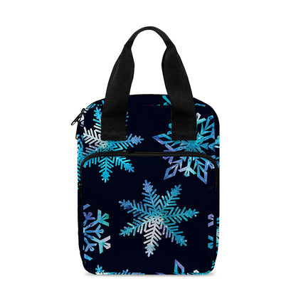 Turquoise Snowflake Pattern Print Bible Tote Bag
