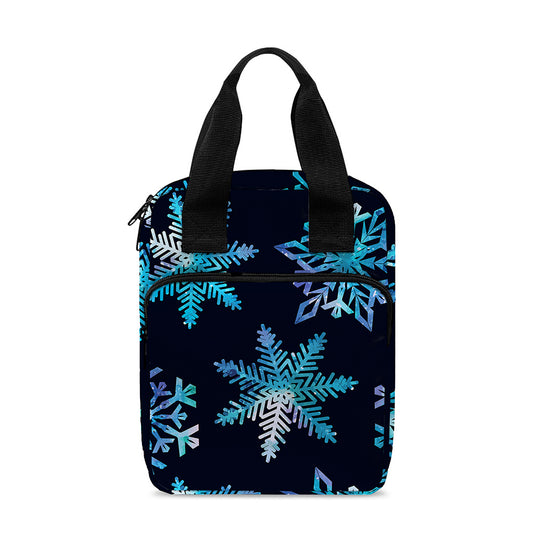 Turquoise Snowflake Pattern Print Bible Tote Bag