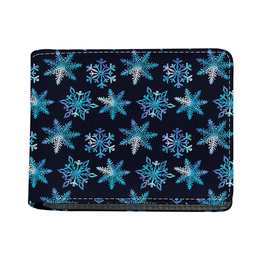 Turquoise Snowflake Pattern Print Bifold Wallet
