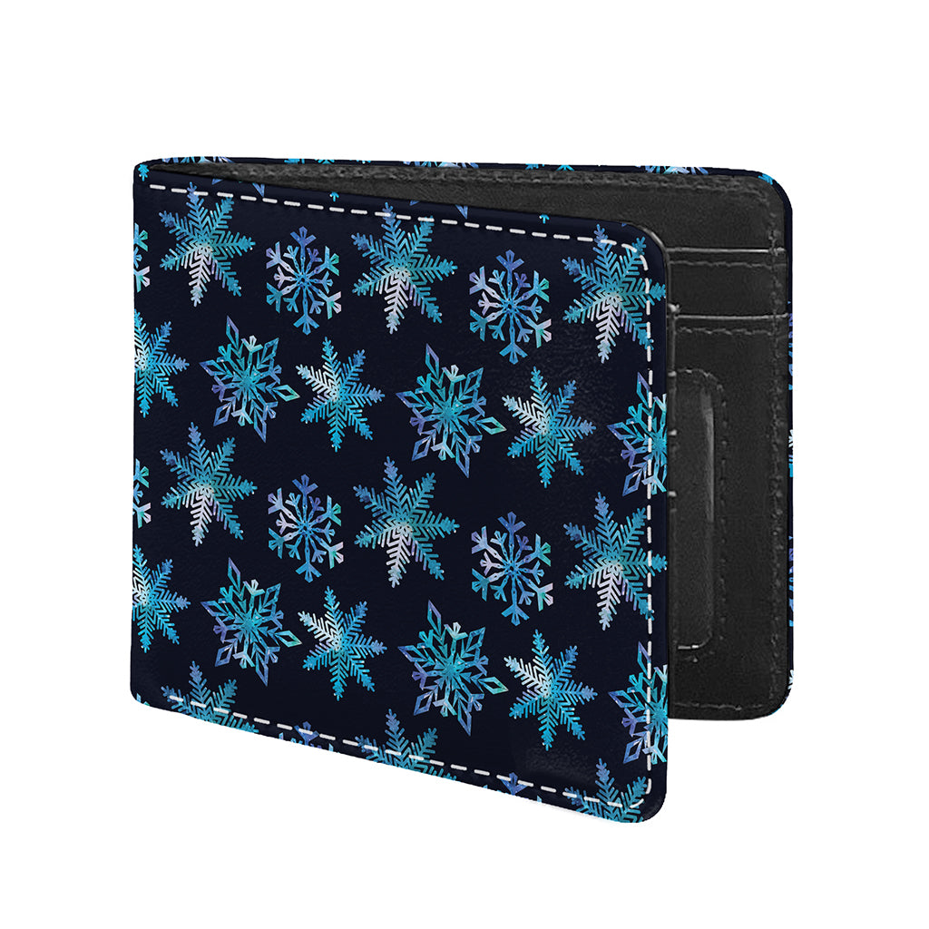 Turquoise Snowflake Pattern Print Bifold Wallet