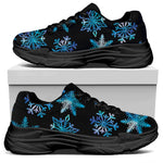 Turquoise Snowflake Pattern Print Black Chunky Shoes