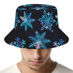 Turquoise Snowflake Pattern Print Bucket Hat